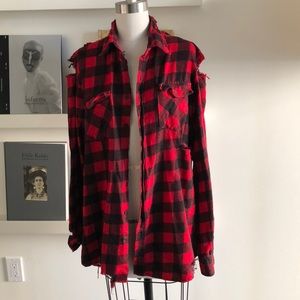 After Party Distressed Plaid Shirt